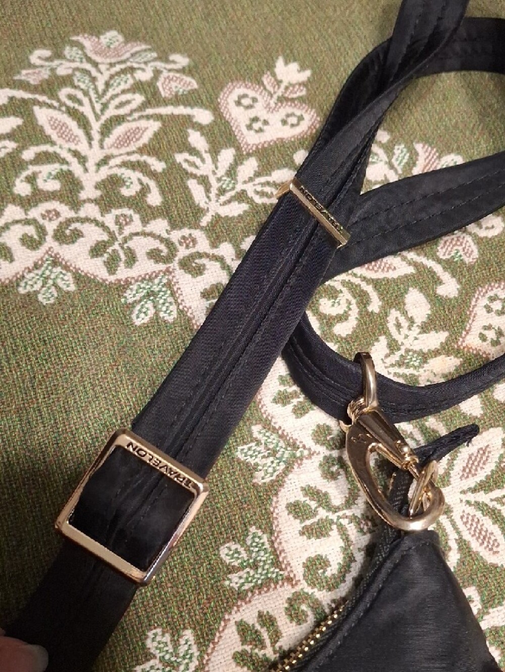 Black Nylon Crossbody Bag with Gold Hardware - Picture 5 of 13